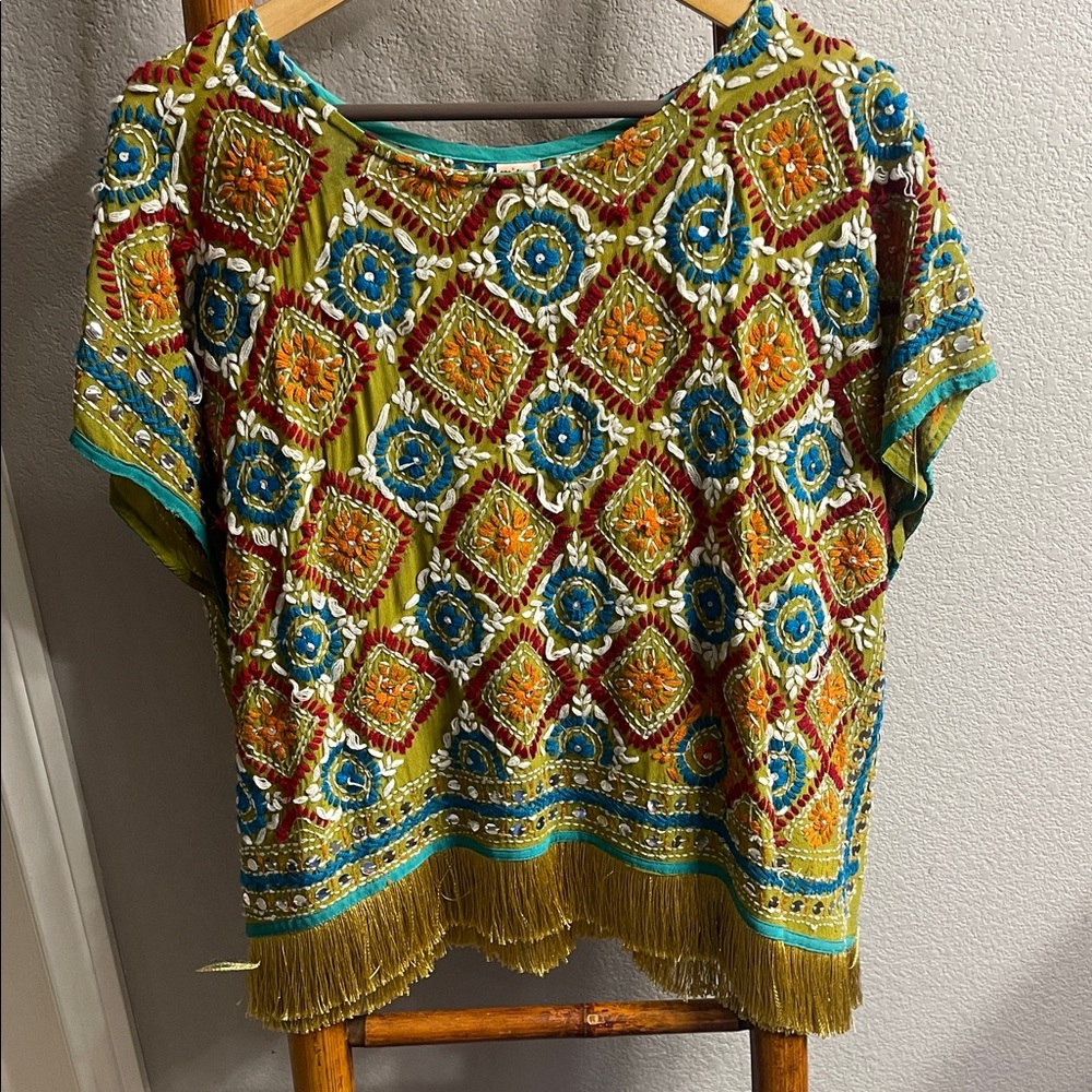 Bohemian Embroidered Women's Blouse - Multicolor